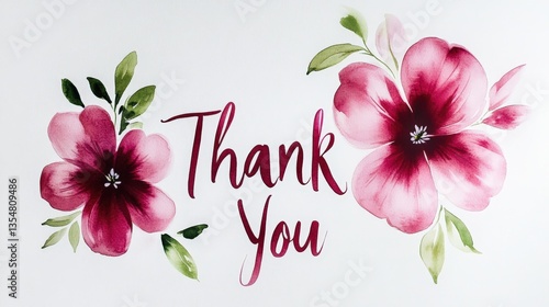 Beautiful Hand-painted Floral Design with Pink Flowers and Elegant 