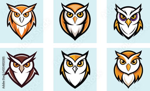 Barn Owl head mascot logo design vector