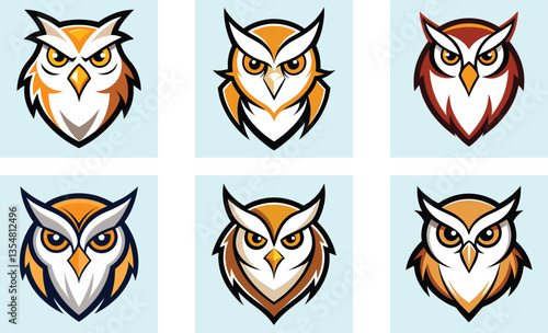 Barn Owl head mascot logo design vector