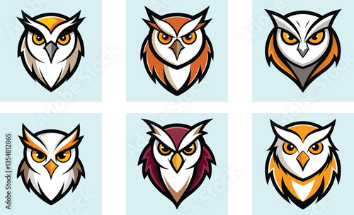 Barn Owl head mascot logo design vector