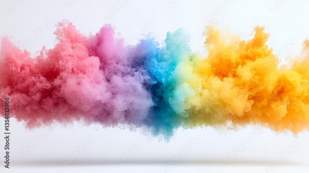 Colorful Smoke Flowing on a White Background Abstract Creative Design Rainbow Palette Colorful Smoke Flowing on a White Background Abstract Creative Design Rainbow Palette