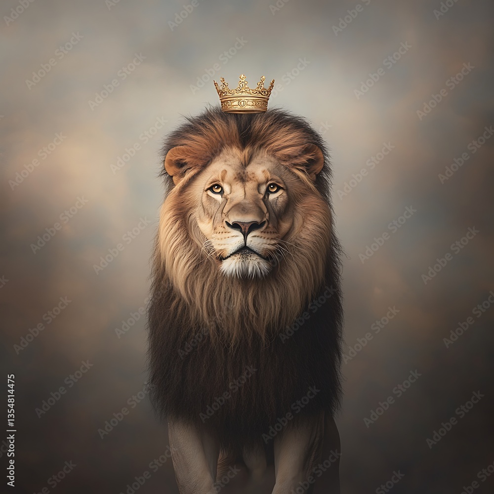 Fototapeta premium Majestic Lion King Crown Portrait.