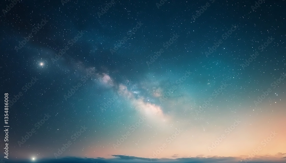 Naklejka premium Milky Way Galaxy Night Sky Landscape.