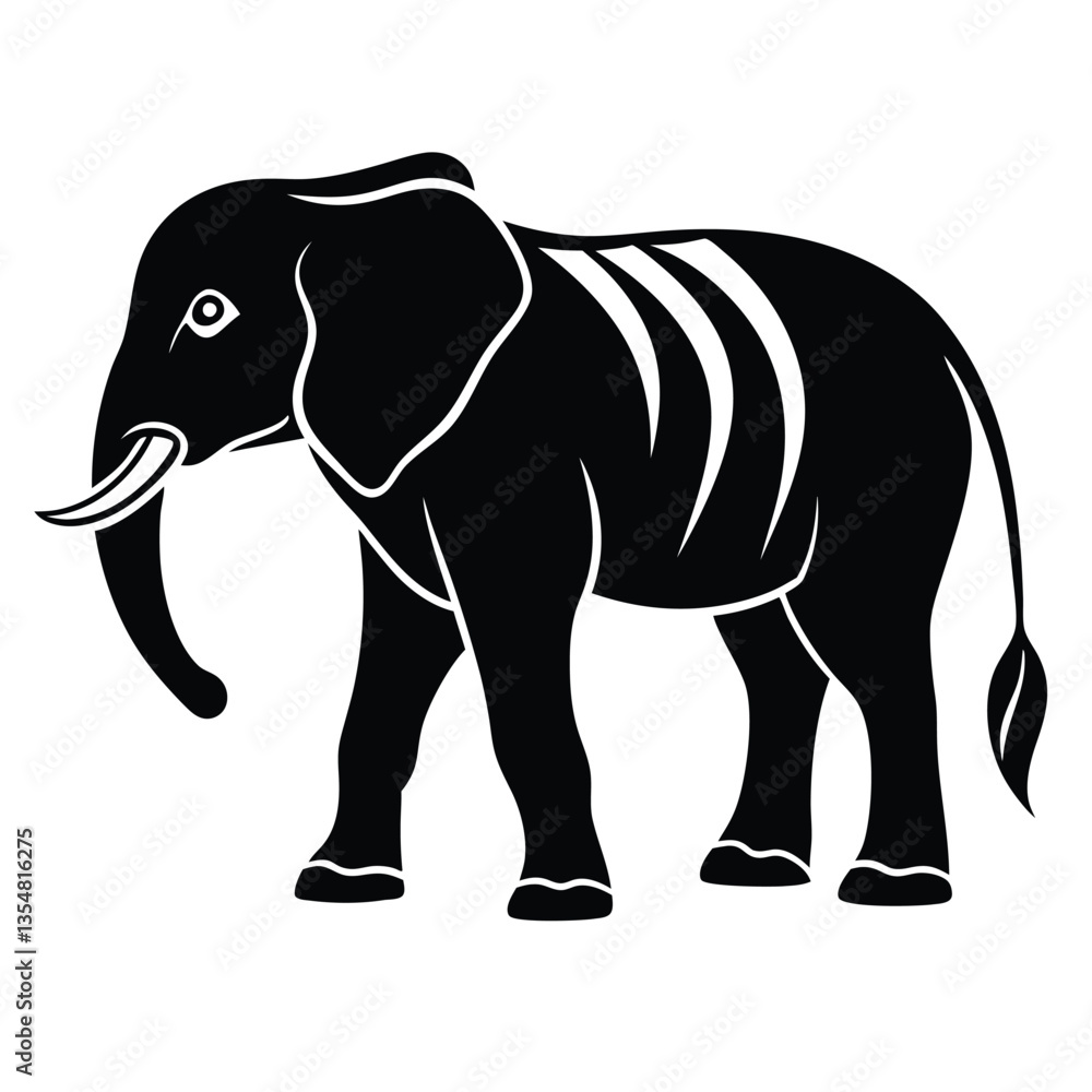 Obraz premium elephant silhouettes elephant icon illustration silhouette of a small elephant Vector head of mascot elephant head isolated on white Herd of elephants walking in line vector silhouette illustration