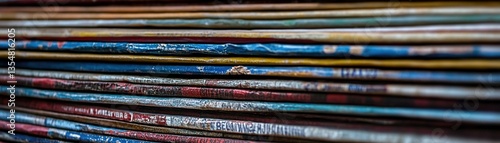 Wallpaper Mural A close up image of a stack of vinyl record albums Torontodigital.ca