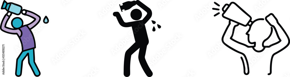 Person Drinking Water, Thirsty, Exhausted, Announcing, Hydration Person Drinking Water, Thirsty, Exhausted, Announcing, Hydration
