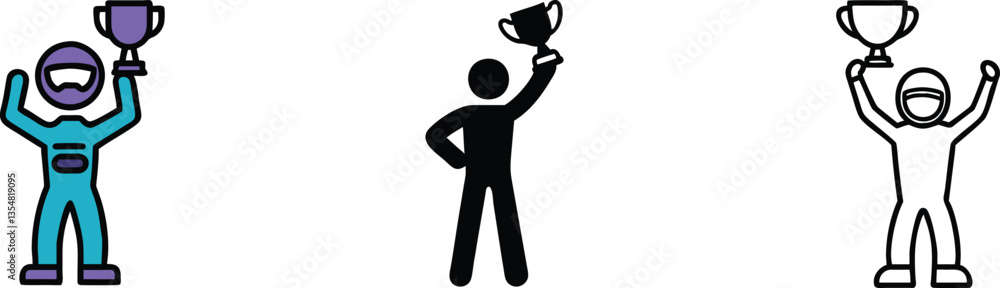 Racing Champion Winning Trophy Celebration Icon Styles