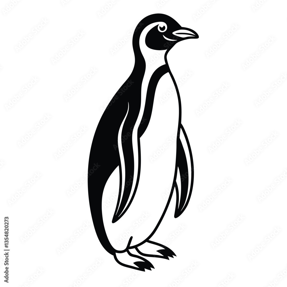 Naklejka premium Penguins Vector Silhouette penguin on white Vector illustration of penguin isolated on white background. and Penguin Collection 