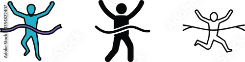 Winning Runner Crossing Finish Line Diverse Style Illustrations