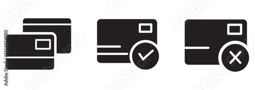 Credit card icon set. Credit card payment icons symbol in thin line and flat style. For apps and websites. Vector illustration