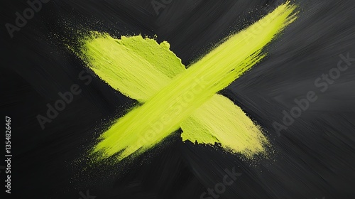 Lime Green X Brush Stroke Abstract.