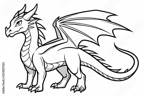 coloring page line art the dragon black vector