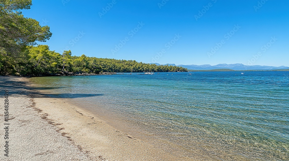 Obraz premium A scenic coastal view with a calm blue sea and sky