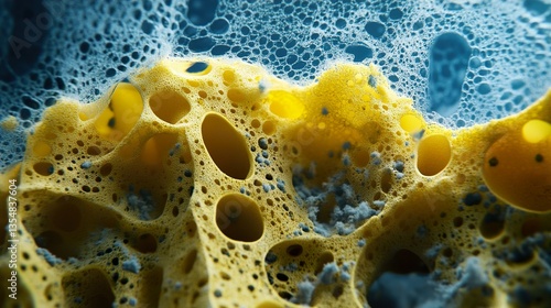 Abstract Macro: Cellular Structure in Yellow and Blue