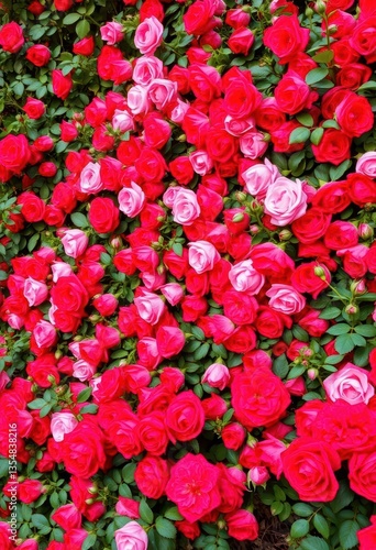 Wallpaper Mural A wall completely covered in naturally vibrant red and pink roses, pink rose wall, rose background Torontodigital.ca