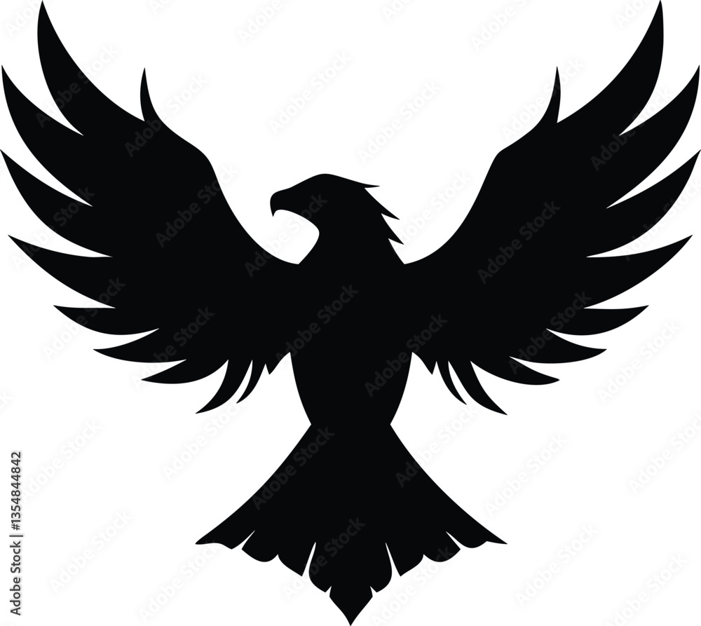 Obraz premium vector illustration of Flying Eagle Silhouette with Spread Wings