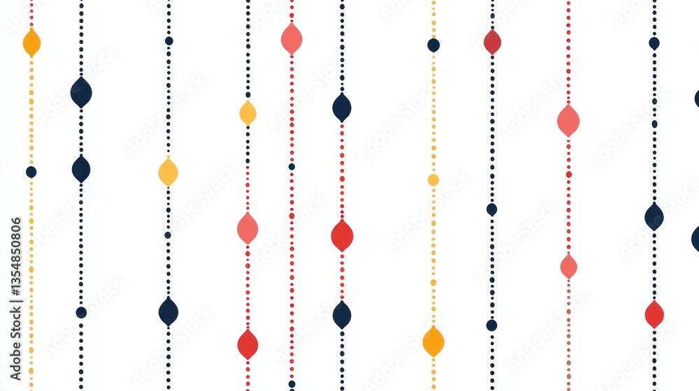 Abstract geometric pattern with vertical lines, dots, and colorful shapes. Abstract geometric pattern with vertical lines, dots, and colorful shapes.