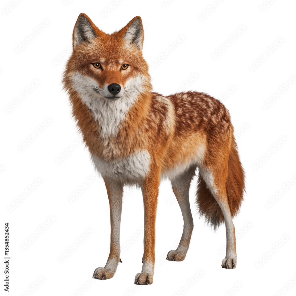 Fototapeta premium Coyote standing on a transparent background in nature environment