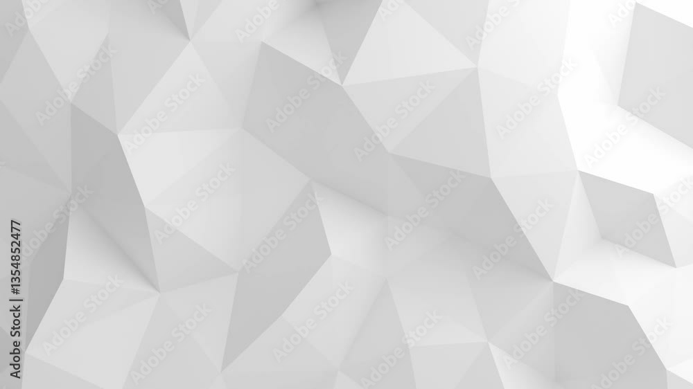 minimalist white abstract background geometric low poly 3d animation loop. Can be used to represent a modern backdrop, contemporary futuristic art or surface mosaic non distracting