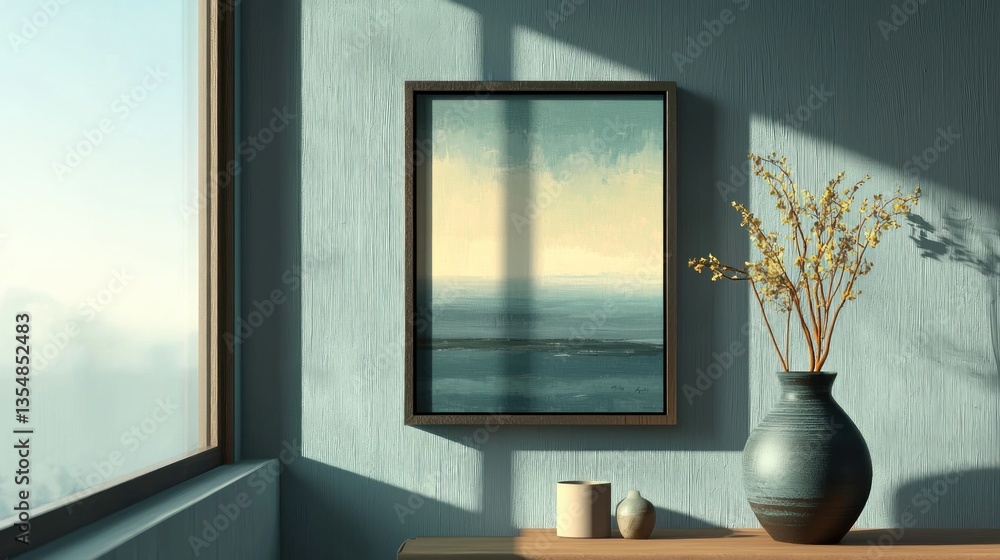 Fototapeta premium Peaceful coastal artwork in modern interior