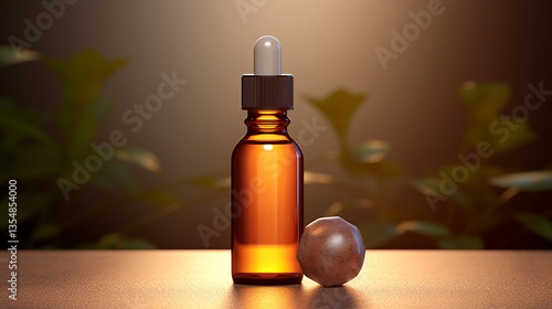 Brown glass bottle with paper empty label