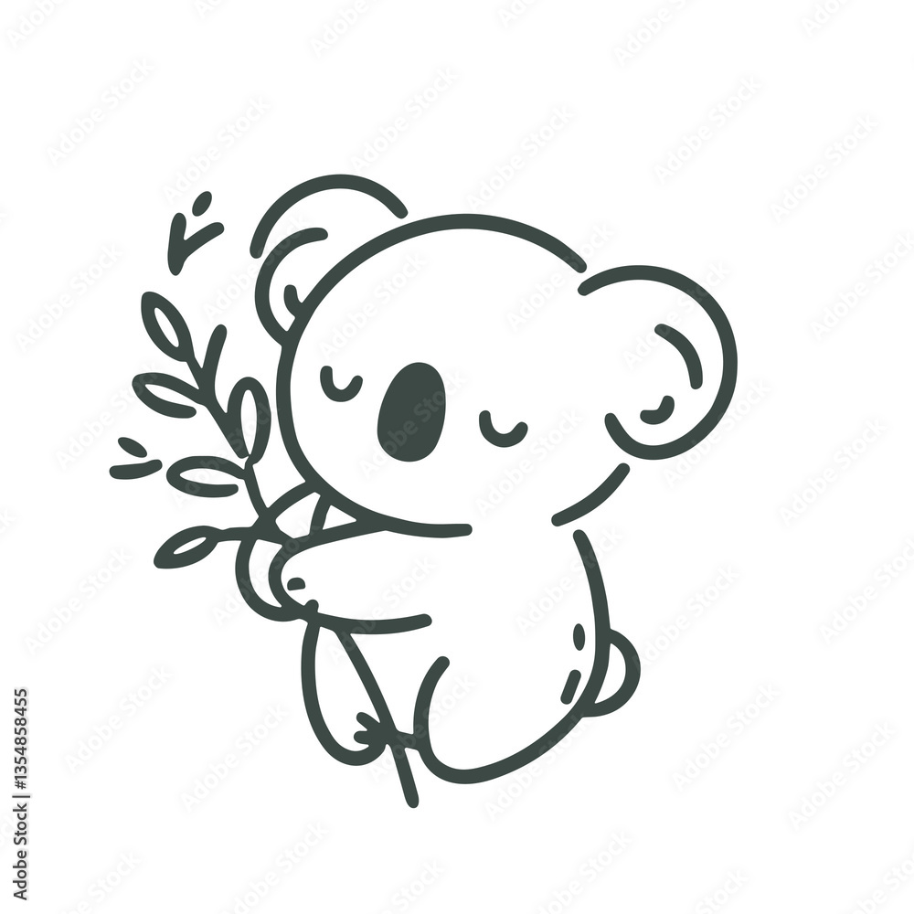 Cute Koala Relaxing Peacefully with Eucalyptus Cute Koala Relaxing Peacefully with Eucalyptus