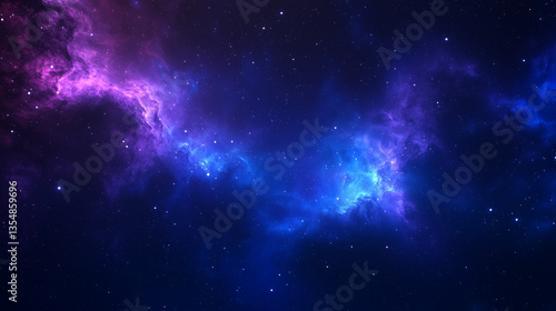 Colorful Space Nebula with Stars in Deep Galaxy Sky Background
