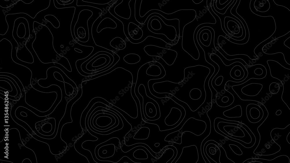 Abstract outline topographic isolated on black background 4k animation video