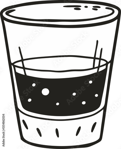 Hand Drawn  Illustration of a Fizzy Beverage in a Glass