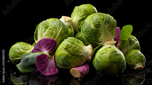 Brussel sprouts isolated on alpha layer mixes Photo