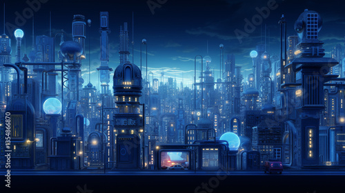 Blue city buildings sceneint ensivete chnology photo