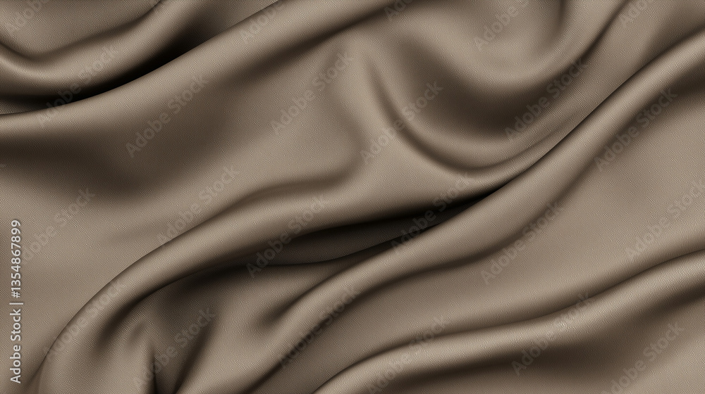 Obraz premium Close-Up of Flowing Beige Silk Fabric with Elegant Folds 