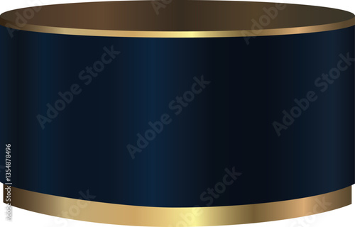 Elegant Navy Blue and Gold Cylinder Podium