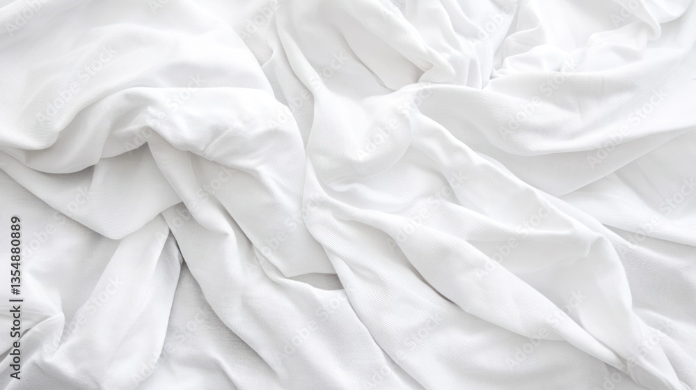 A close up view showing white sheets arranged in folds A close up view showing white sheets arranged in folds