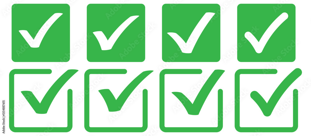 Check box icon with correct, accept checkmark icons tick box checked. Green Check mark icon vector set. Green tick check mark icon vector. Set of green check mark isolated vector icons. Check box icon with correct, accept checkmark icons tick box checked. Green Check mark icon vector set. Green tick check mark icon vector. Set of green check mark isolated vector icons.