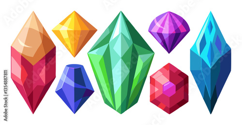 A stunning assortment of isolated crystals, gemstones, and precious stones, including diamonds, amethysts, emeralds, and sapphires
