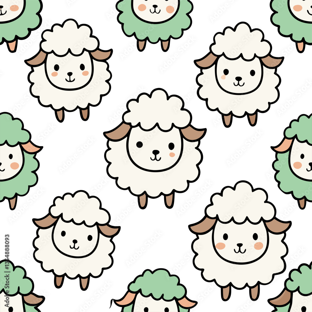 A charming seamless pattern featuring hand-drawn kawaii sheep in vibrant colors.
A charming seamless pattern featuring hand-drawn kawaii sheep in vibrant colors.