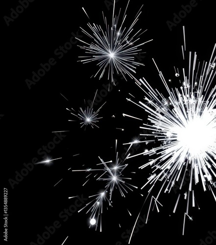 Wallpaper Mural Brilliant white sparks explode against a pure black backdrop, particle, speed, explosion Torontodigital.ca