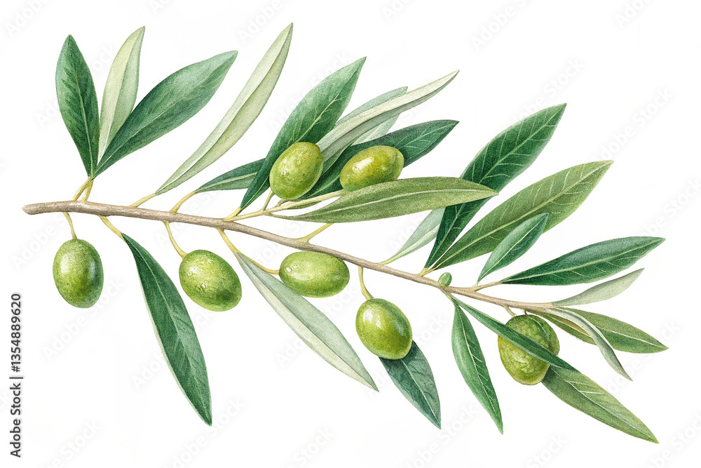 Olive Tree Branch Isolated on White Background Fresh and Natural Olive Tree Branch Isolated on White Background Fresh and Natural
