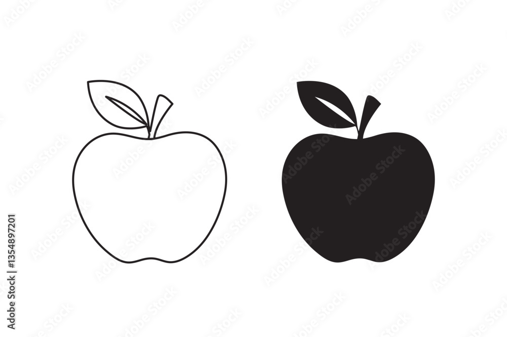 Contrast and Simplicity: Black and White Apple Illustrations Contrast and Simplicity: Black and White Apple Illustrations