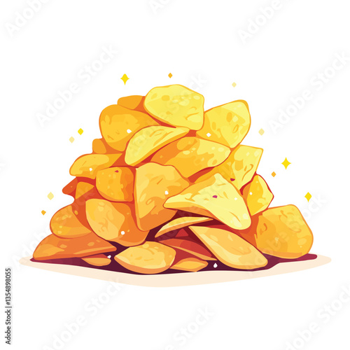Classic potato chips in vector and flat design