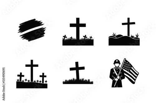 memorial day american national celebration icons