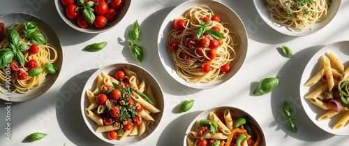 Wallpaper Mural Variety of Pasta Dishes with Fresh Ingredients. Torontodigital.ca