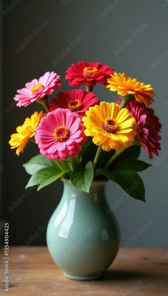 custom made wallpaper toronto digitalA colorful arrangement of zinnia flowers in a vase, colorful, vases