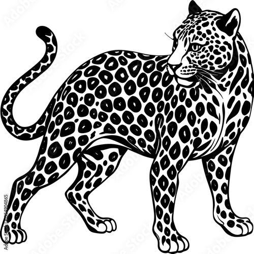 Stealthy Leopard Silhouette with Sleek Spotted Pattern