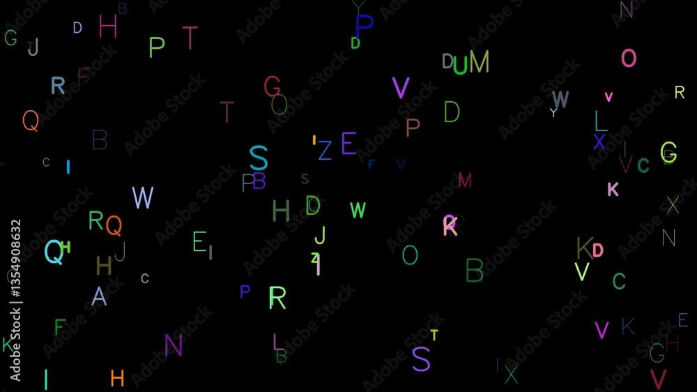Many letters of the alphabet appearing and disappearing on the screen Many letters of the alphabet appearing and disappearing on the screen