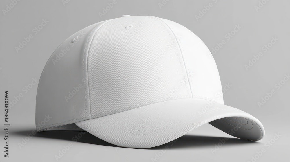 A crisp white baseball cap is presented on a plain surface A crisp white baseball cap is presented on a plain surface