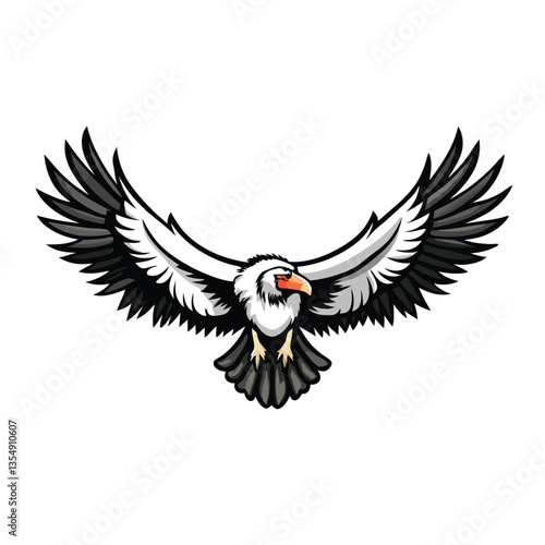 Create a hyperrealistic painting of a White-rumped Vulture, showcasing intricate feather detail, its powerful beak, and the stark contrast of its white rump against its dark body.