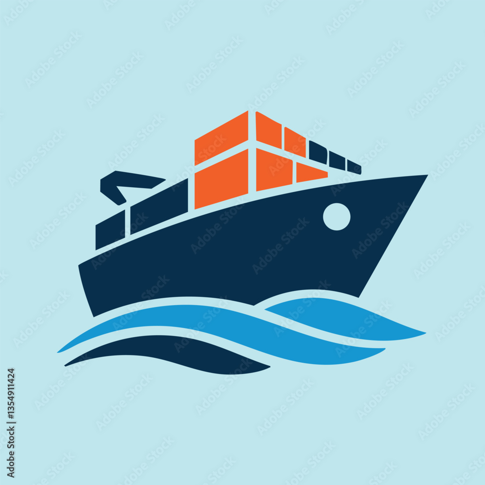 Obraz premium Cargo ship sailing on blue waves