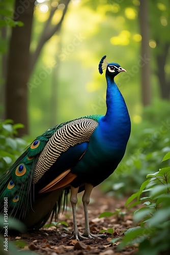 Wallpaper Mural A beautiful peacock displaying its vibrant image Torontodigital.ca